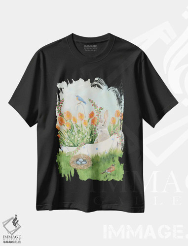 تیشرت مشکی طرح دار – تیشرت گل ,جوایز چتر اثر پم بریتون فروشگاه ایماژ