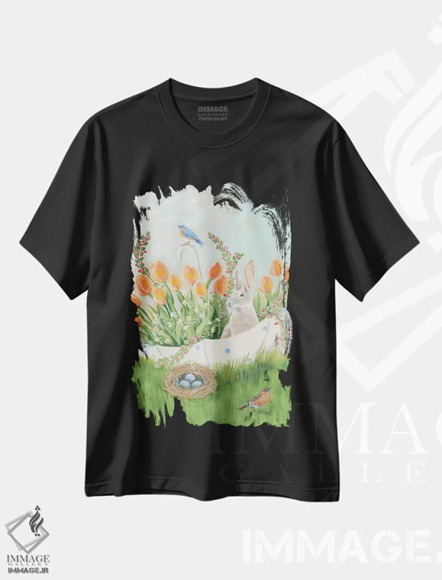 تیشرت مشکی طرح دار – تیشرت گل ,جوایز چتر اثر پم بریتون فروشگاه ایماژ