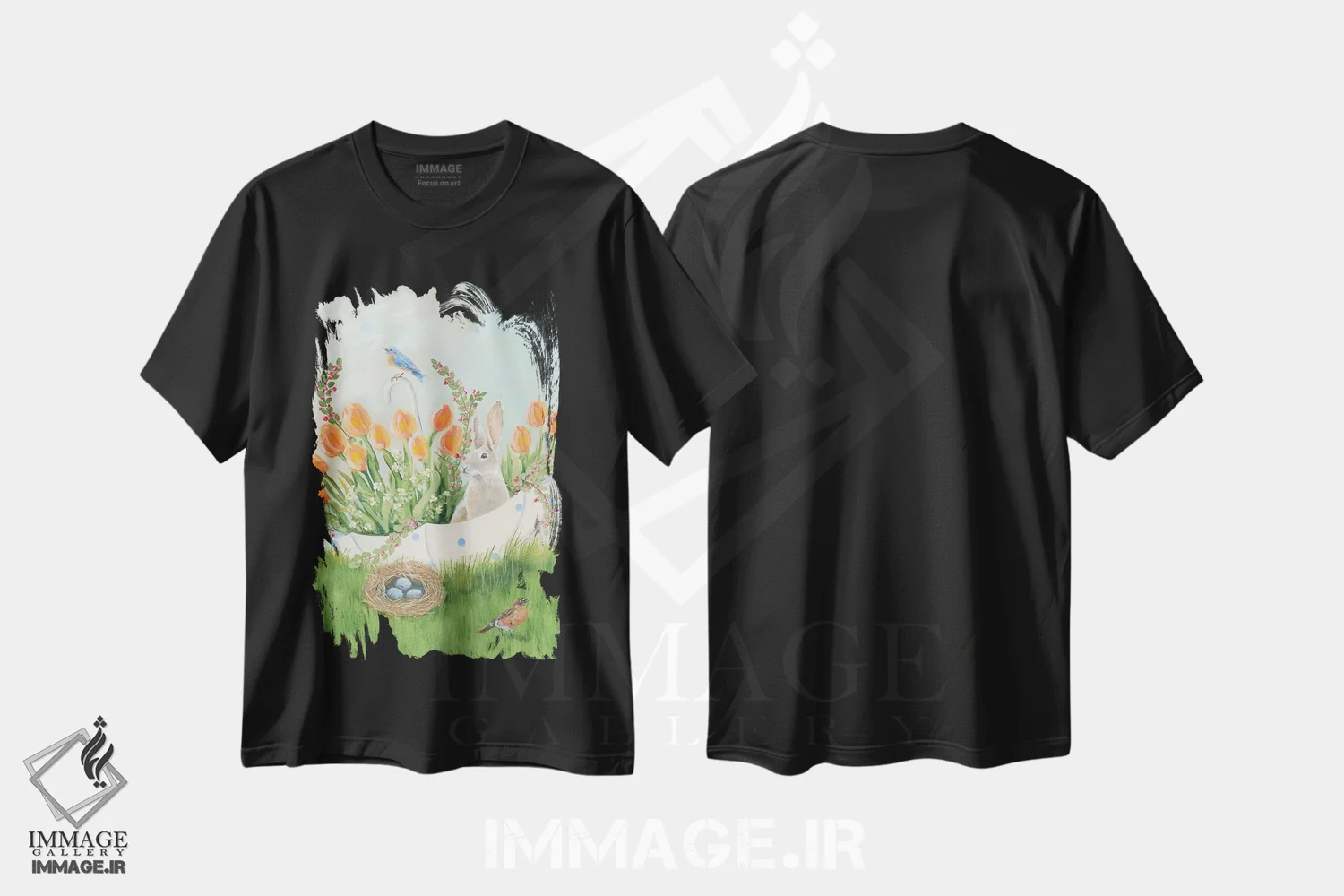 تیشرت مشکی طرح دار – تیشرت گل ,جوایز چتر اثر پم بریتون فروشگاه ایماژ