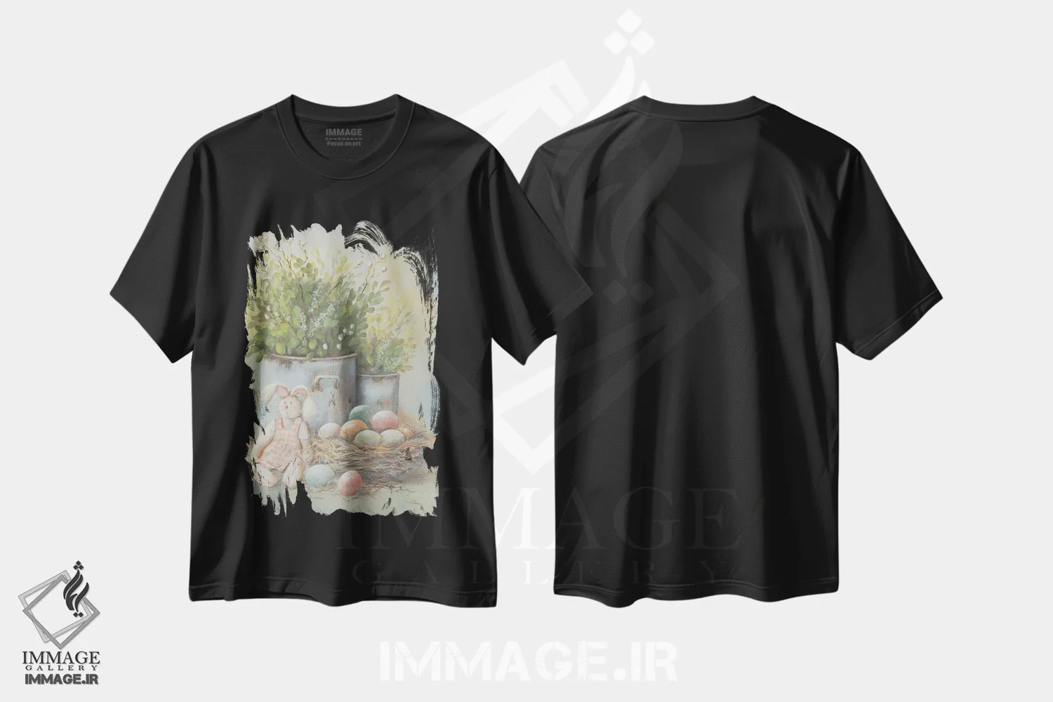 تیشرت مشکی طرح دار – تیشرت بهاری ,نمای کوچک عید پاک روستایی اثر پم بریتون فروشگاه ایماژ
