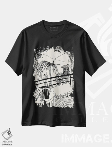 تیشرت مشکی طرح دار – تیشرت هنری مدرن ,خانه کوبیستی اثر پاسکال برکوویتز فروشگاه ایماژ