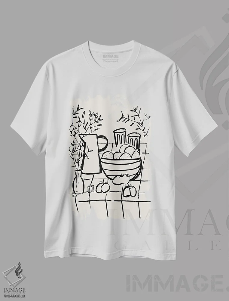 تیشرت سفید طرح دار – تیشرت هنری مینیمال ,فضای باز اثر پاسکال برکوویتز فروشگاه ایماژ