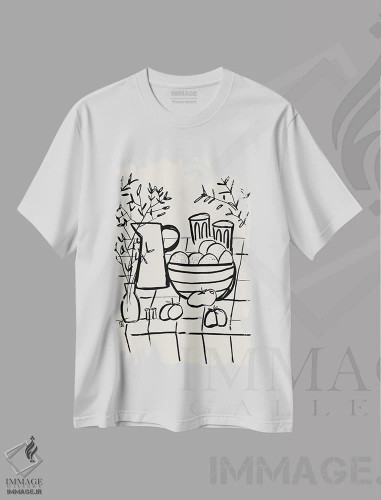 تیشرت سفید طرح دار – تیشرت هنری مینیمال ,فضای باز اثر پاسکال برکوویتز فروشگاه ایماژ