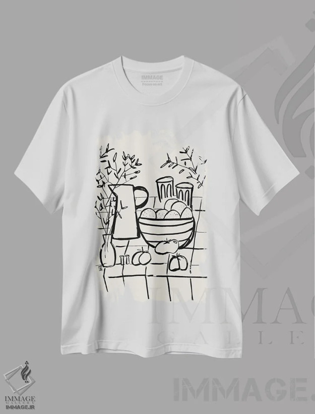 تیشرت سفید طرح دار – تیشرت هنری مینیمال ,فضای باز اثر پاسکال برکوویتز فروشگاه ایماژ