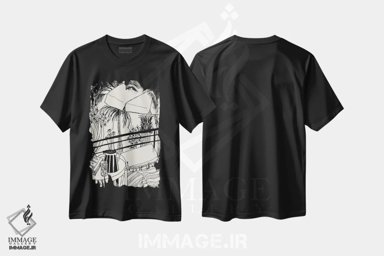 تیشرت مشکی طرح دار – تیشرت هنری مدرن ,خانه کوبیستی اثر پاسکال برکوویتز فروشگاه ایماژ