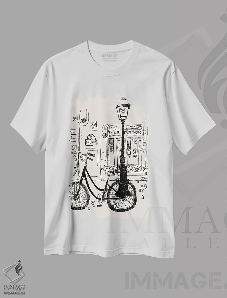 تیشرت سفید طرح دار – تیشرت شهری ,گنجینه اثر پاسکال برکوویتز فروشگاه ایماژ