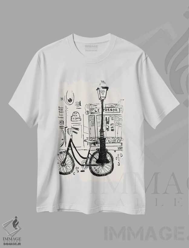 تیشرت سفید طرح دار – تیشرت شهری ,گنجینه اثر پاسکال برکوویتز فروشگاه ایماژ
