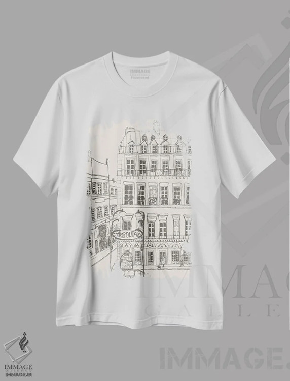 تیشرت سفید طرح دار – تیشرت سیاه سفید ,هتل لوور اثر پاسکال برکوویتز immage.ir