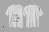 تیشرت سفید طرح دار – تیشرت گرافیکی ,خانه های نیوانگلند اثر پاسکال برکوویتز فروشگاه ایماژ