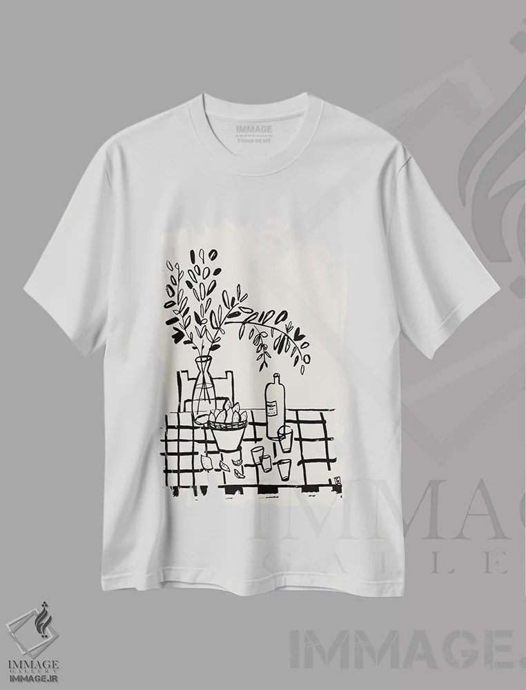 تیشرت سفید طرح دار – تیشرت مینیمال ,فضای باز اثر پاسکال برکوویتز immage.ir