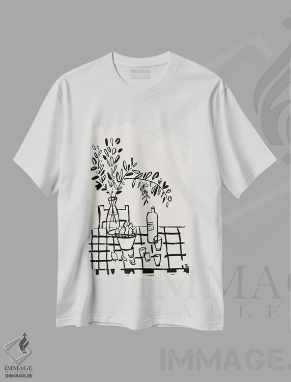 تیشرت سفید طرح دار – تیشرت مینیمال ,فضای باز اثر پاسکال برکوویتز immage.ir