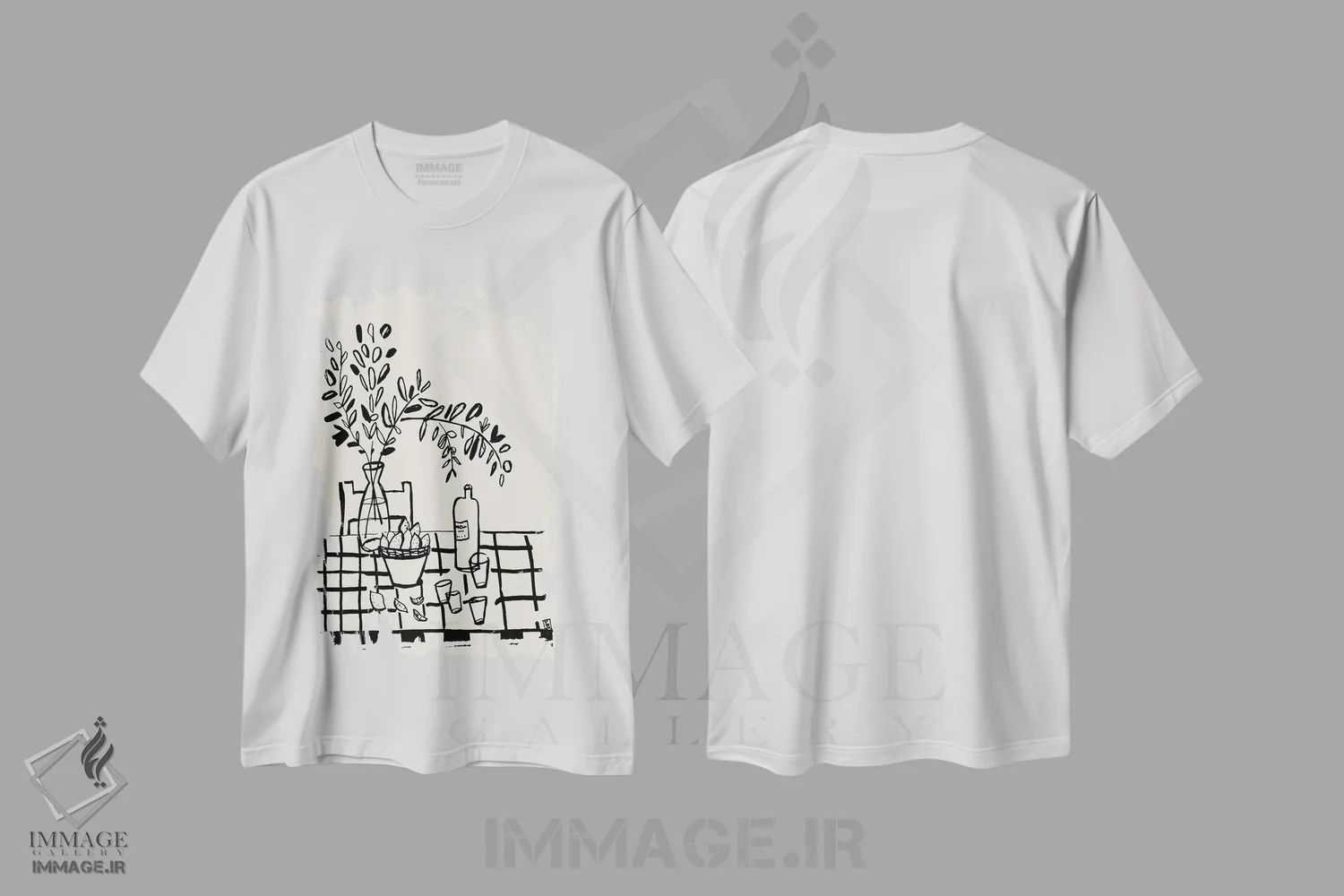 تیشرت سفید طرح دار – تیشرت مینیمال ,فضای باز اثر پاسکال برکوویتز immage.ir