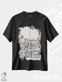 تیشرت مشکی طرح دار – تیشرت هنری ,پشت بام های پاریسی اثر پاسکال برکوویتز فروشگاه ایماژ