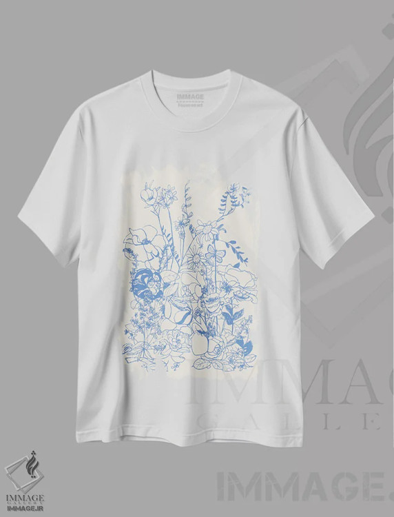 تیشرت سفید طرح دار – تیشرت طبیعت ,دسته گل بهاری اثر پاسکال برکوویتز فروشگاه ایماژ