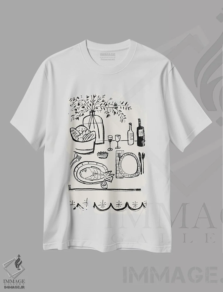 تیشرت سفید طرح دار – تیشرت هنری ,فضای باز اثر پاسکال برکوویتز immage.ir