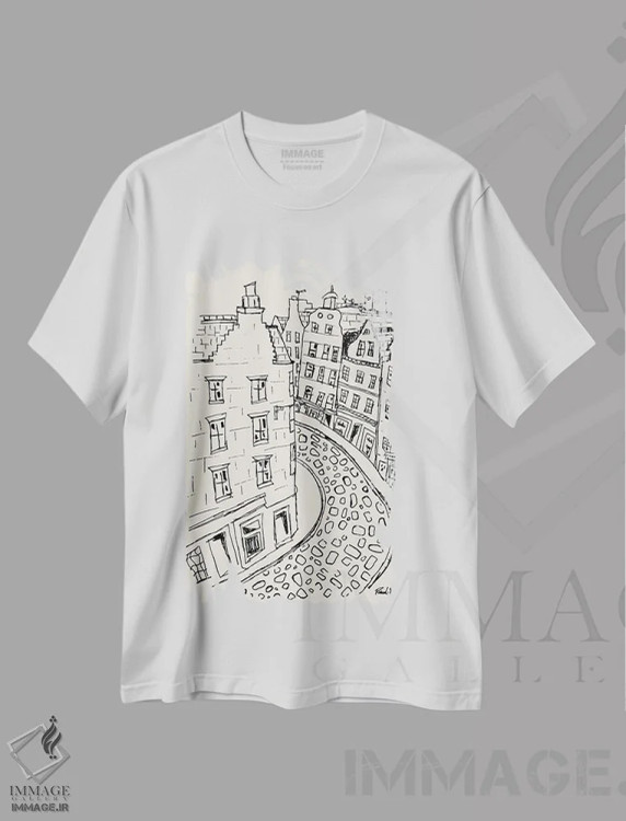 تیشرت سفید طرح دار – تیشرت هنری شهری ,خیابان ویکتوریا، ادینبرو، اسکاتلند اثر پاسکال برکوویتز فروشگاه ایماژ