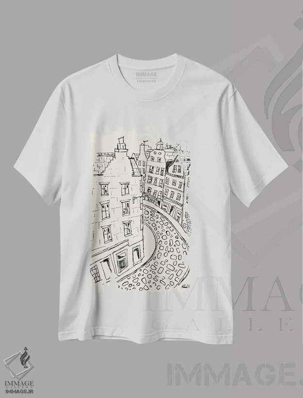 تیشرت سفید طرح دار – تیشرت هنری شهری ,خیابان ویکتوریا، ادینبرو، اسکاتلند اثر پاسکال برکوویتز فروشگاه ایماژ