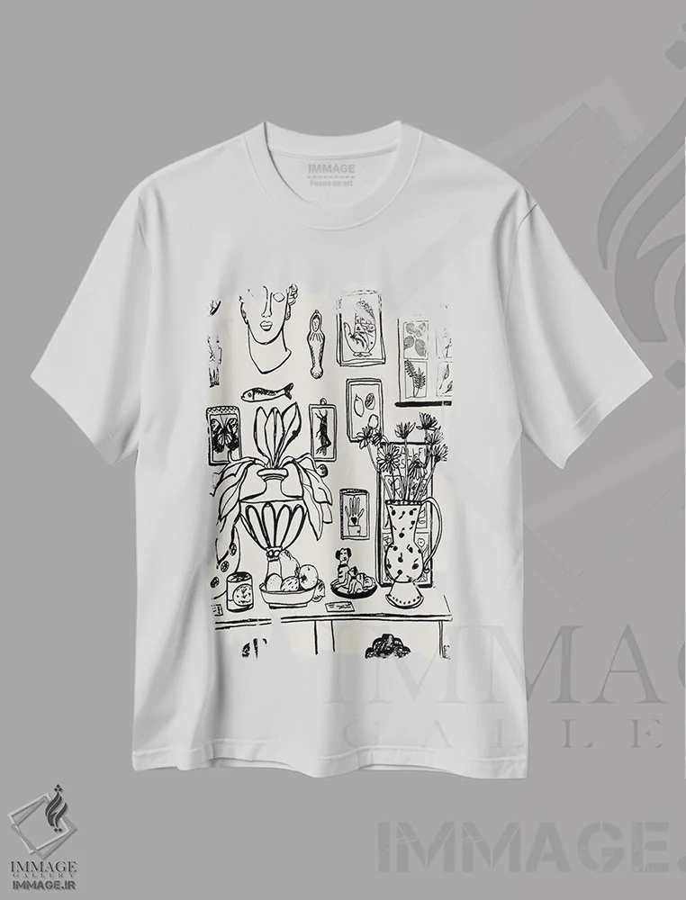 تیشرت سفید طرح دار – تیشرت هنری ,دیوار عجایب اثر پاسکال برکوویتز immage.ir