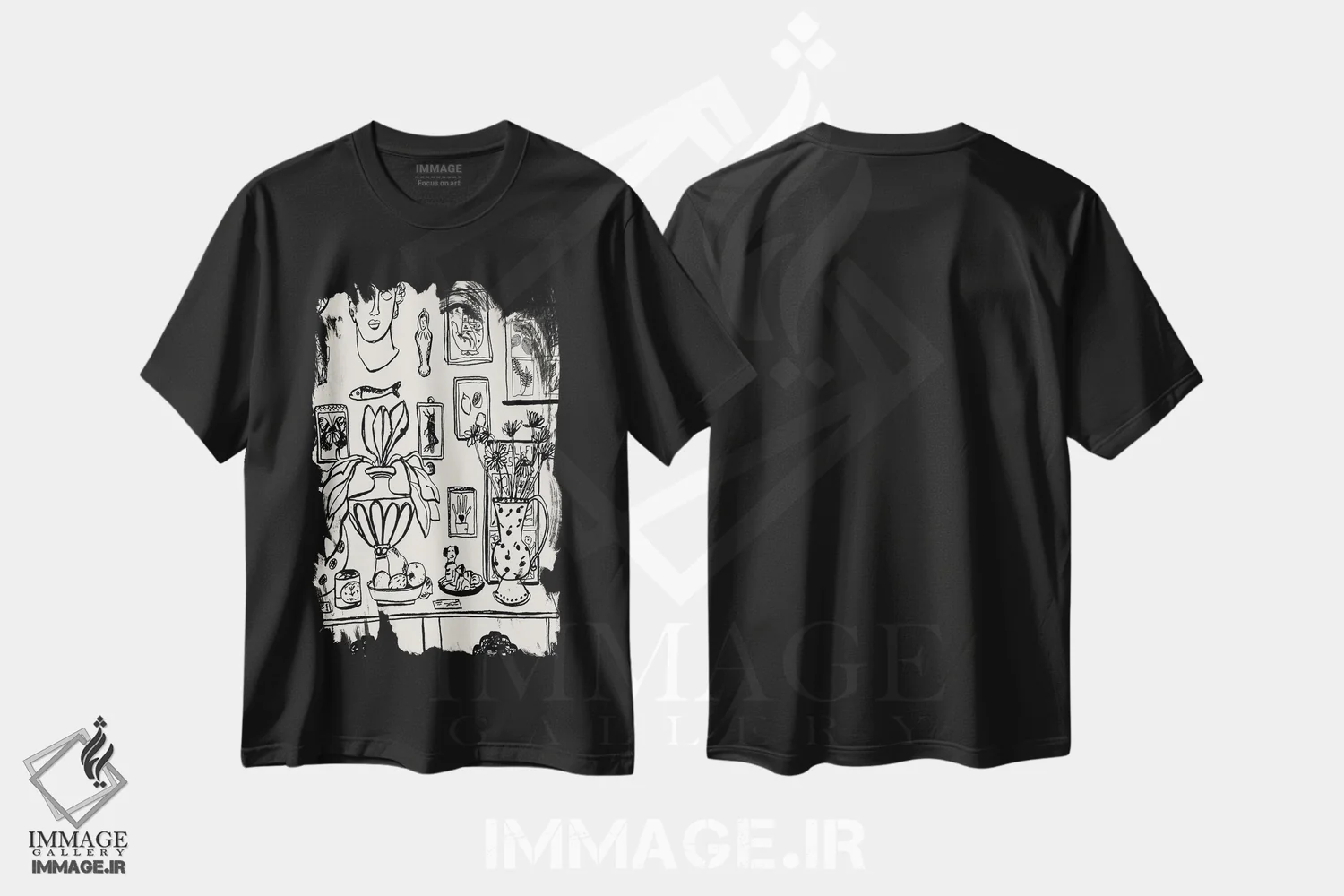 تیشرت مشکی طرح دار – تیشرت هنری ,دیوار عجایب اثر پاسکال برکوویتز فروشگاه ایماژ