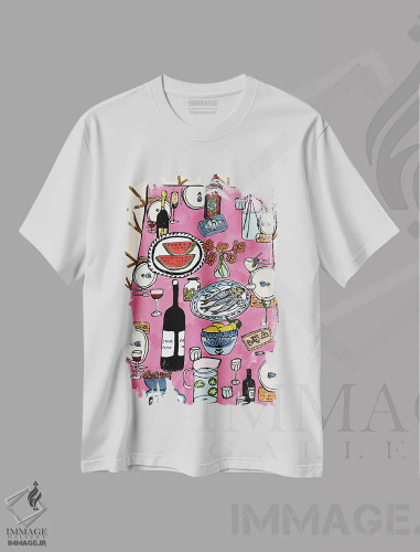 تیشرت سفید طرح دار – تیشرت میوه ,تابستان هندوانه ای اثر پاسکال برکوویتز فروشگاه ایماژ