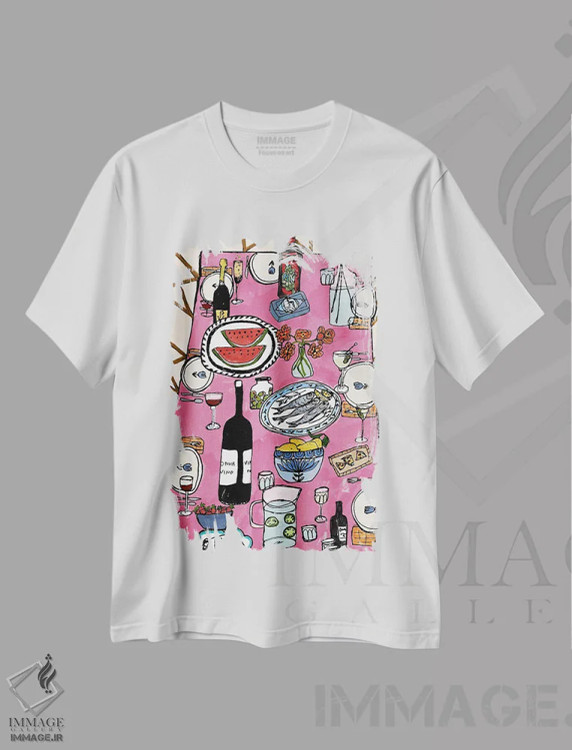 تیشرت سفید طرح دار – تیشرت میوه ,تابستان هندوانه ای اثر پاسکال برکوویتز فروشگاه ایماژ