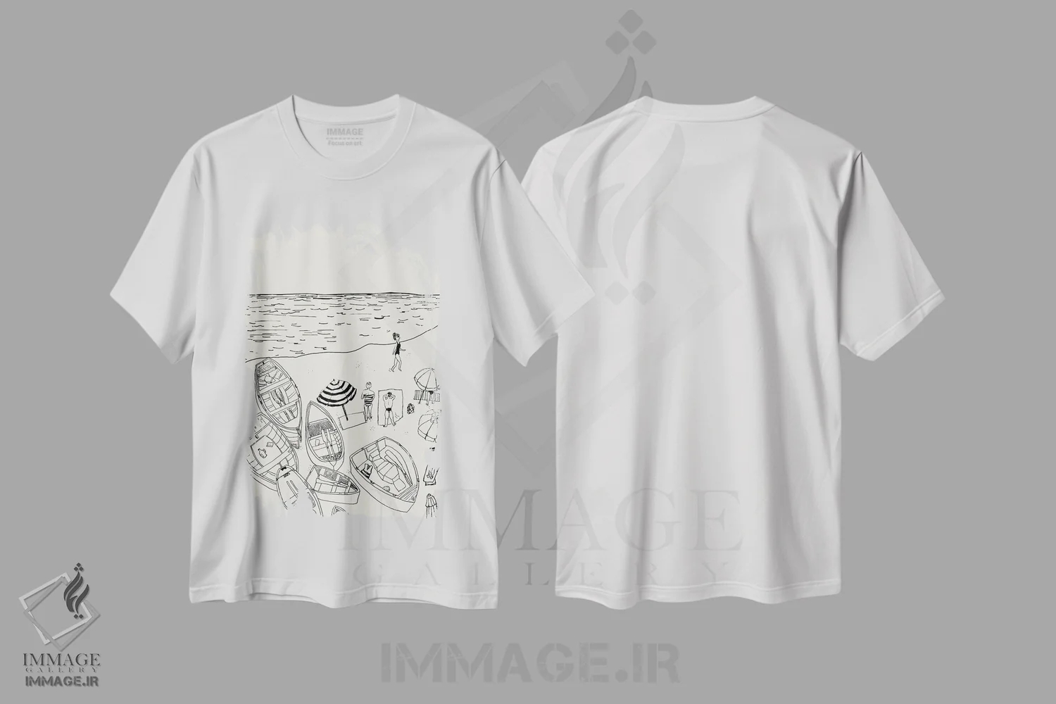 تیشرت سفید طرح دار – تیشرت هنری ,ساحل آمالفی اثر پاسکال برکوویتز immage.ir