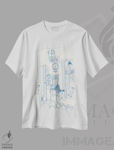 تیشرت سفید طرح دار – تیشرت مینیمال ,یک خانه آمریکایی اثر پاسکال برکوویتز فروشگاه ایماژ