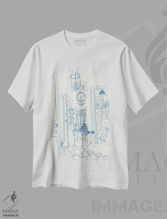 تیشرت سفید طرح دار – تیشرت مینیمال ,یک خانه آمریکایی اثر پاسکال برکوویتز فروشگاه ایماژ