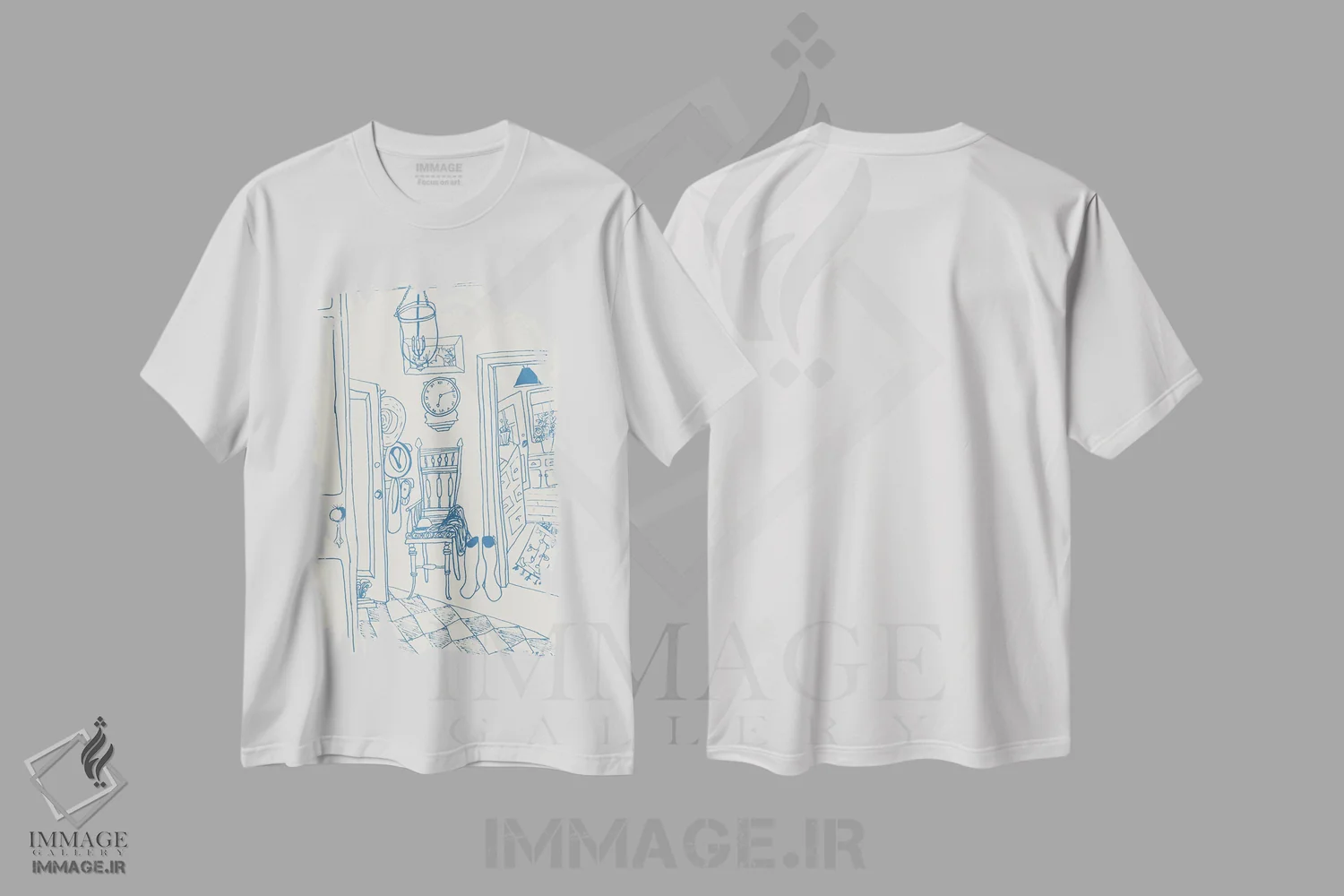 تیشرت سفید طرح دار – تیشرت مینیمال ,یک خانه آمریکایی اثر پاسکال برکوویتز فروشگاه ایماژ