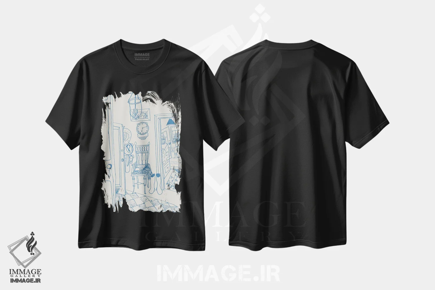 تیشرت مشکی طرح دار – تیشرت مینیمال ,یک خانه آمریکایی اثر پاسکال برکوویتز immage.ir