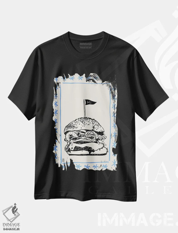 تیشرت مشکی طرح دار – تیشرت گرافیکی ,همبرگر اثر پاسکال برکوویتز فروشگاه ایماژ
