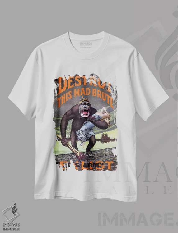 تیشرت سفید طرح دار – تیشرت وینتیج ,نابود کن این هیولای دیوانه اثر پرینت کالکشن immage.ir