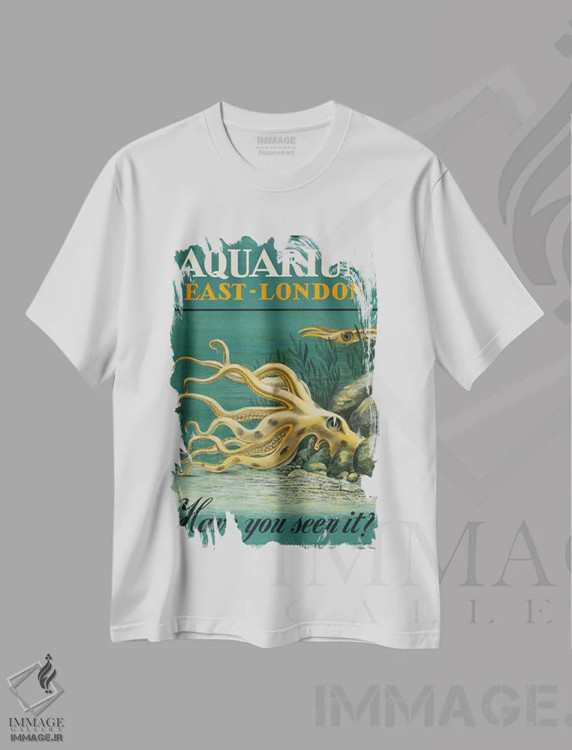 تیشرت سفید طرح دار – تیشرت تایپوگرافی ,آکواریوم، شرق لندن اثر پرینت کالکشن فروشگاه ایماژ