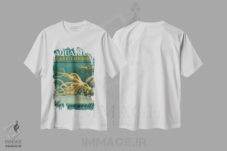 تیشرت سفید طرح دار – تیشرت تایپوگرافی ,آکواریوم، شرق لندن اثر پرینت کالکشن فروشگاه ایماژ