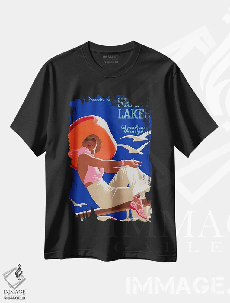 تیشرت مشکی طرح دار – تیشرت سفر ,کروز در دریاچه های بزرگ کانادایی پسیفیک اثر پرینت کالکشن immage.ir