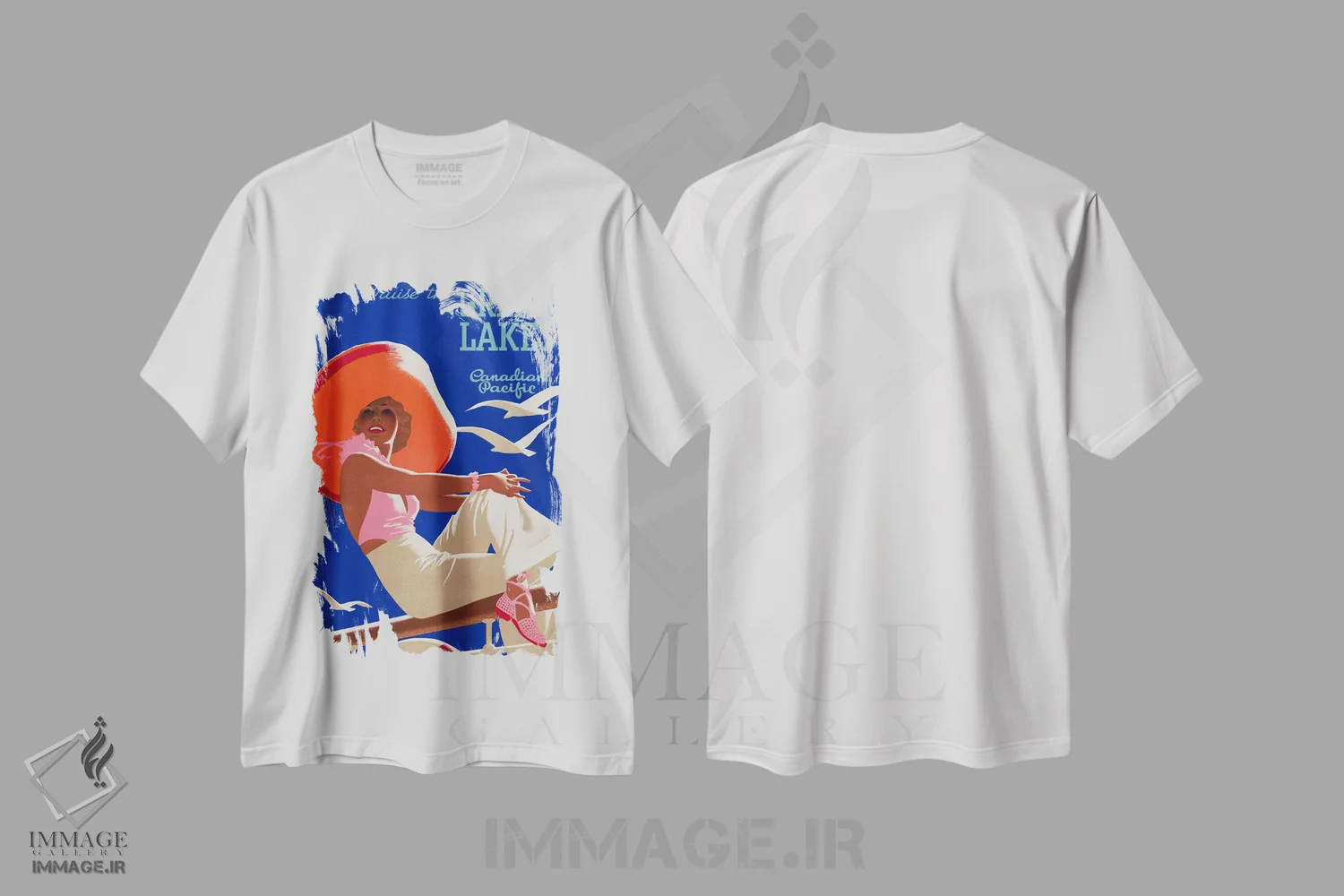 تیشرت سفید طرح دار – تیشرت سفر ,کروز در دریاچه های بزرگ کانادایی پسیفیک اثر پرینت کالکشن فروشگاه ایماژ
