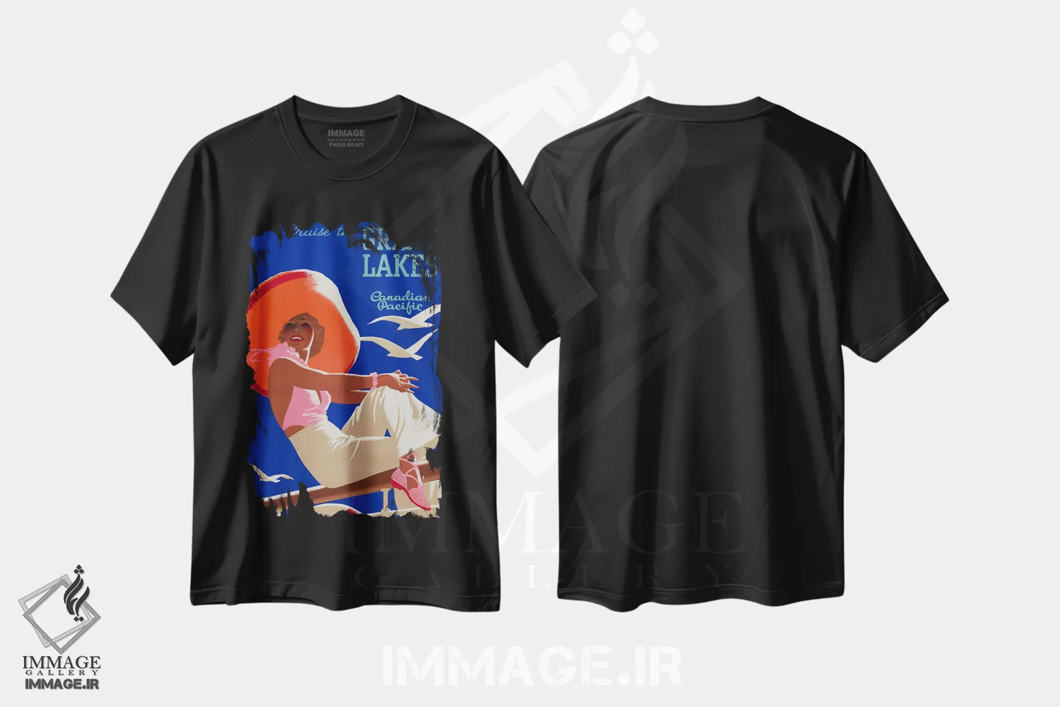 تیشرت مشکی طرح دار – تیشرت سفر ,کروز در دریاچه های بزرگ کانادایی پسیفیک اثر پرینت کالکشن immage.ir