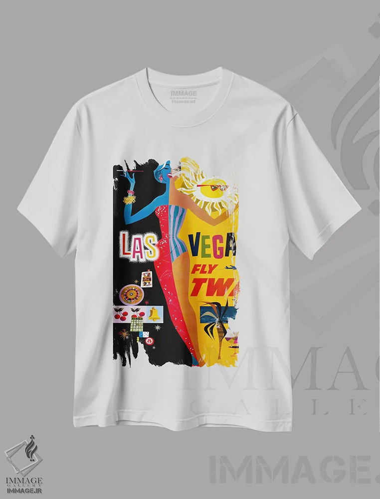 تیشرت سفید طرح دار – تیشرت وینتیج شهری ,لاس وگاس، پرواز تی دبلیو ای اثر پرینت کالکشن immage.ir