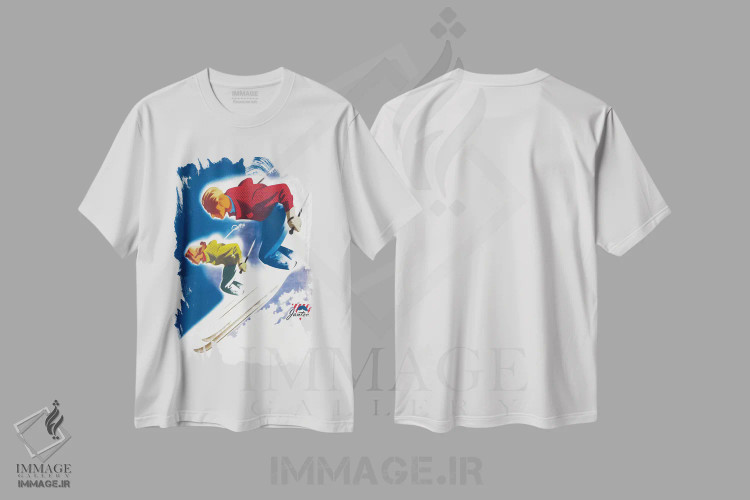 تیشرت سفید طرح دار – تیشرت اسپرت ,جانتزن اثر بایندر مرد و زن، اسکی اثر پرینت کالکشن immage.ir