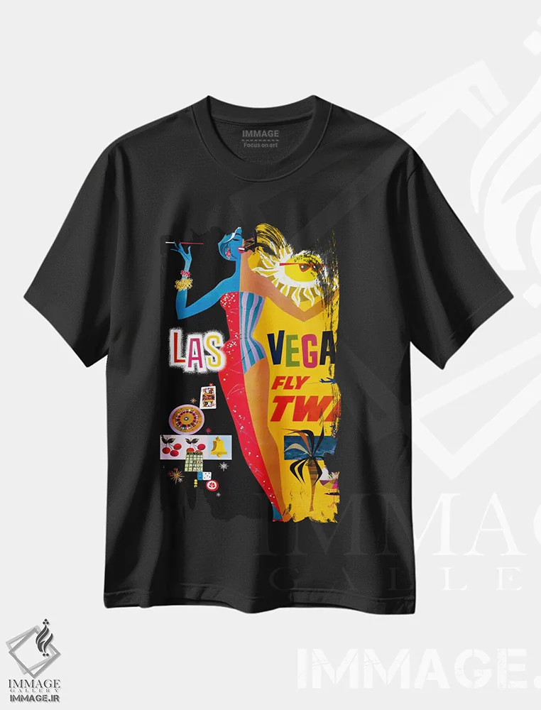 تیشرت مشکی طرح دار – تیشرت وینتیج شهری ,لاس وگاس، پرواز تی دبلیو ای اثر پرینت کالکشن فروشگاه ایماژ