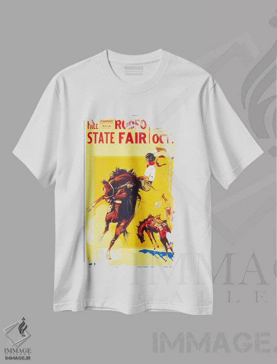 تیشرت سفید طرح دار – تیشرت وسترن ,جشنواره دولتی رودئو، روآن، دو دختر گاوچران اثر پرینت کالکشن فروشگاه ایماژ