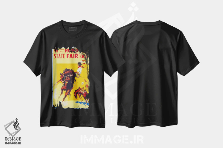 تیشرت مشکی طرح دار – تیشرت وسترن ,جشنواره دولتی رودئو، روآن، دو دختر گاوچران اثر پرینت کالکشن immage.ir