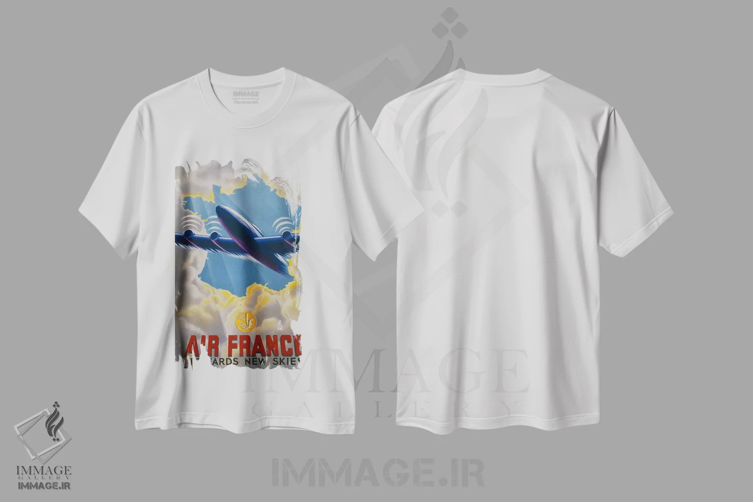 تیشرت سفید طرح دار – تیشرت هواپیما ,ایر فرانس به سوی آسمان های نو اثر پرینت کالکشن immage.ir