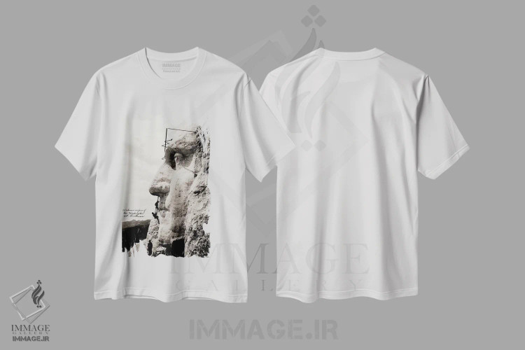 تیشرت سفید طرح دار – تیشرت هنری تاریخی ,کارگران روی چهره جورج واشنگتن اثر پرینت کالکشن immage.ir