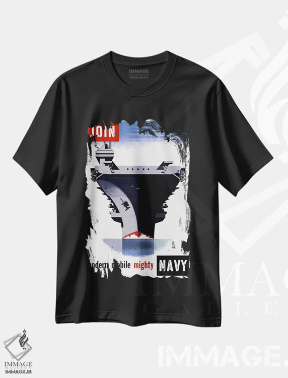 تیشرت مشکی طرح دار – تیشرت وینتیج ,به نیروی دریایی بپیوند، مدرن، متحرک و قدرتمند اثر پرینت کالکشن فروشگاه ایماژ