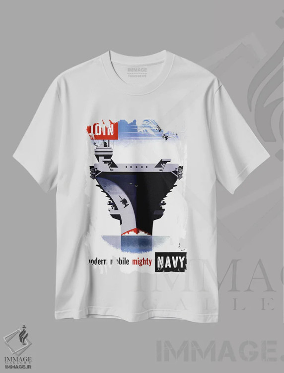 تیشرت سفید طرح دار – تیشرت وینتیج ,به نیروی دریایی بپیوند، مدرن، متحرک و قدرتمند اثر پرینت کالکشن immage.ir