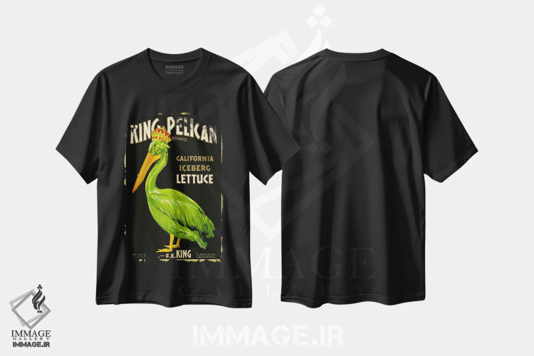 تیشرت مشکی طرح دار – تیشرت وینتیج ,کاهوی برند پادشاه پلیکان اثر پرینت کالکشن immage.ir