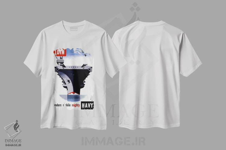 تیشرت سفید طرح دار – تیشرت وینتیج ,به نیروی دریایی بپیوند، مدرن، متحرک و قدرتمند اثر پرینت کالکشن immage.ir