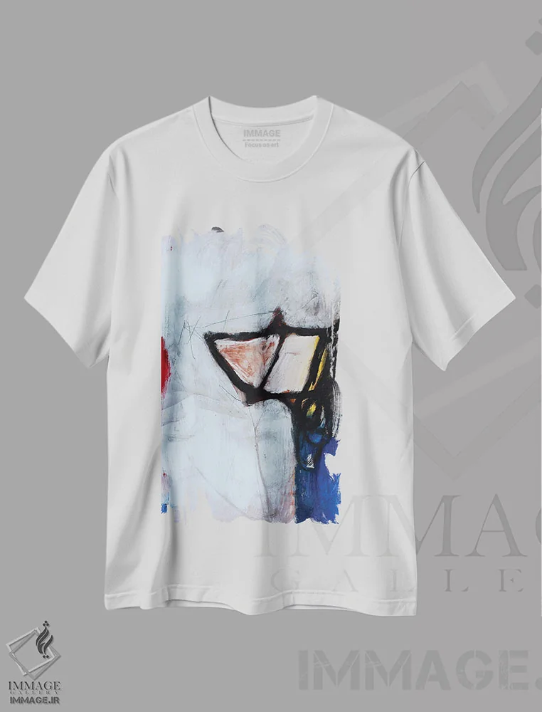 تیشرت سفید طرح دار – تیشرت انتزاعی ,کسری اثر پال چابا immage.ir