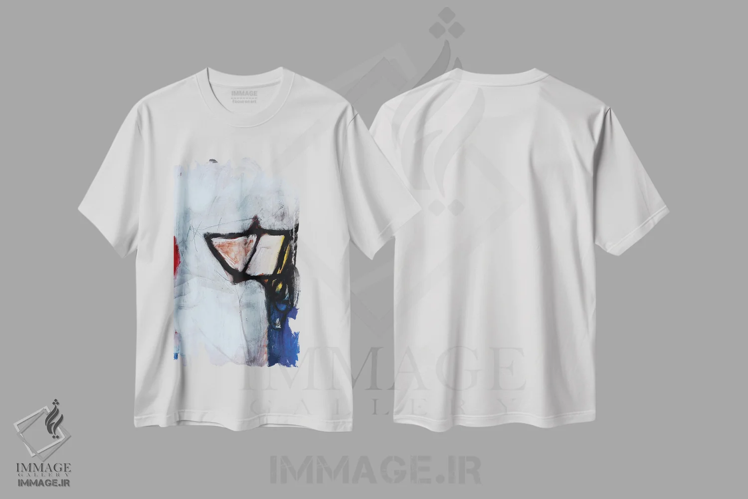تیشرت سفید طرح دار – تیشرت انتزاعی ,کسری اثر پال چابا immage.ir